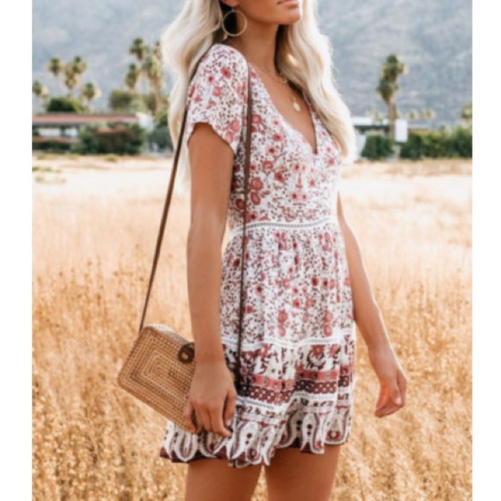 Boho Pink Floral Dress - Picture 3 of 9